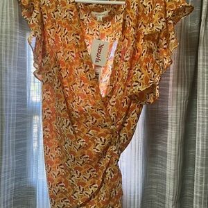 Max Studio Yellow Floral Top